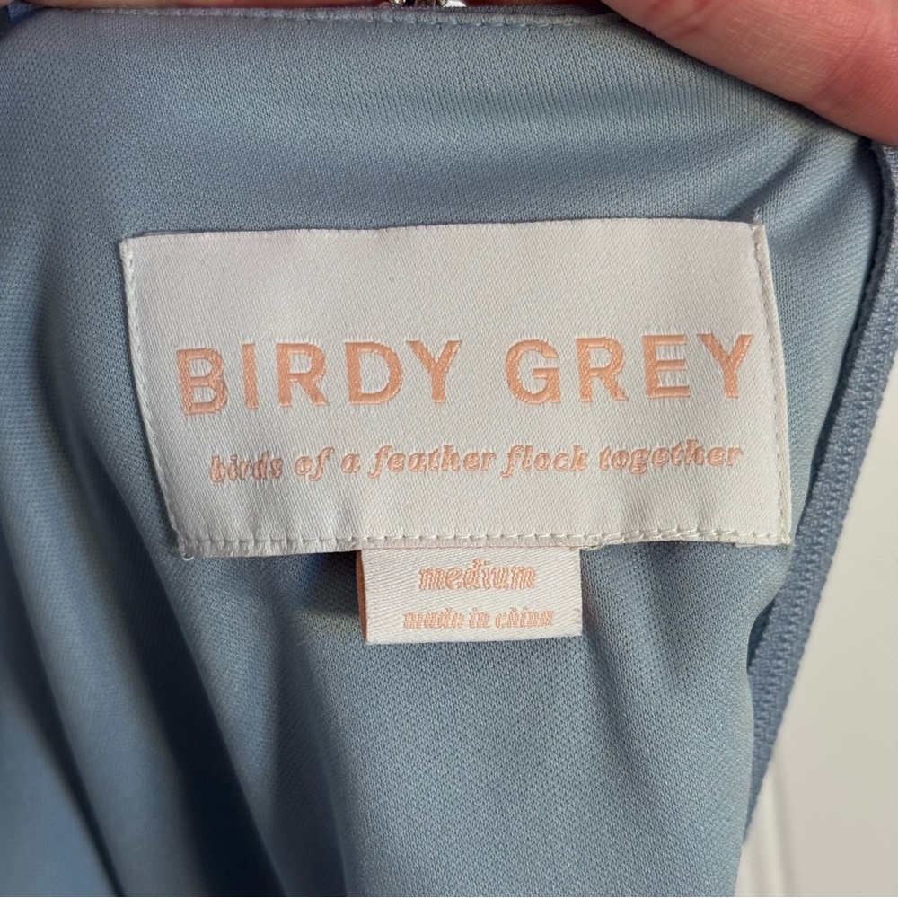 Birdy Grey Kaia Dress Chiffon Dusty Blue Maxi Dress Pockets Women’s Size Medium - Picture 12 of 13